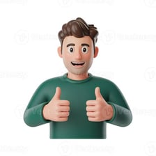 A person giving an approving thumbs-up gesture.