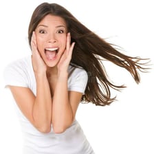 A person reacting with a startled cry