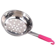 A kitchen sieve with a perforated bowl