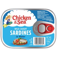 A tin can containing sardines