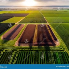 A rectangular tract of cultivated farmland viewed from above