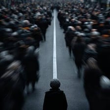 An unfamiliar person standing among a crowd.