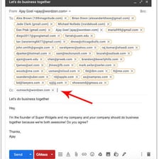 An email composition window showing a CC recipient field