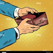 An open wallet with no cash inside.