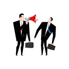 An illustration of a manager giving directives to coworkers.