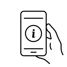 A smartphone screen displaying an information symbol.