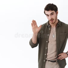 A relaxed person making a casual reassuring gesture
