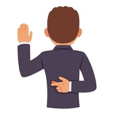 Illustration of a person telling a lie with crossed fingers