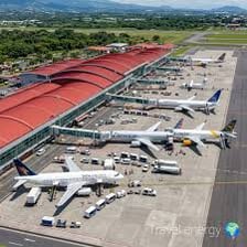 A busy airport terminal serving as a flight hub