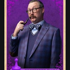 Professor Plum depicted as a Clue board game character
