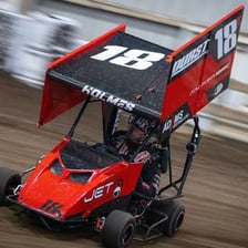 A go-kart racing around a track