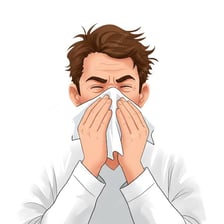 An illustration of a person sneezing