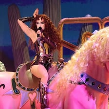 Singer Chappell Roan performing onstage