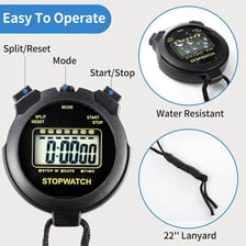 A stopwatch showing its reset button