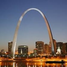 The Gateway Arch rising above downtown St. Louis.