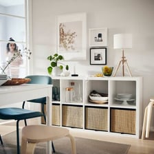 An IKEA KALLAX cube shelving unit