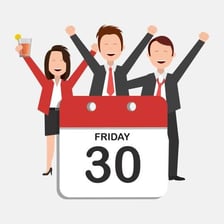 A person celebrating the beginning of the weekend.