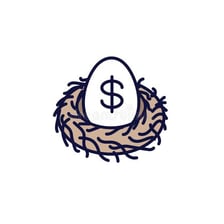 A retirement savings illustration using a nest egg metaphor
