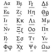 A Greek alphabet chart with psi highlighted