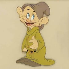 Dopey, the wide-eyed dwarf character from Disney’s Snow White.