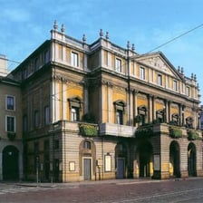 The exterior of Teatro alla Scala in Milan, Italy