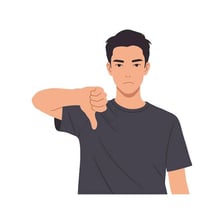 A person showing disapproval with a skeptical expression