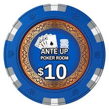 Poker chips placed in the center of a table as an initial ante.