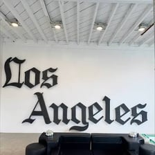 The Los Angeles Times newspaper name displayed on its publication or headquarters.