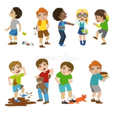 Children engaged in a mischievous activity.