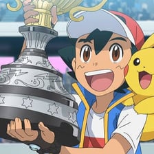 Ash Ketchum, the Pokémon animated-series protagonist, with Pikachu