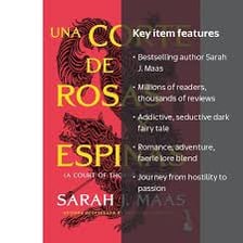 A Spanish-language book cover for Una corte de rosas y espinas.