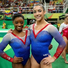Aly Raisman competing in Olympic gymnastics