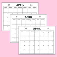 A calendar page showing the month of April.