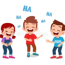A person reacting with amusement to a joke