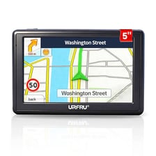 A vehicle navigation screen displaying a map and route