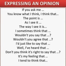 A digital chat interface containing a personal opinion message