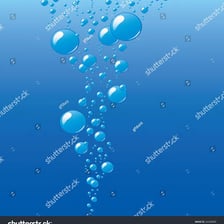 A bubble moving upward through water.