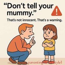 A child quietly reporting information to an adult.