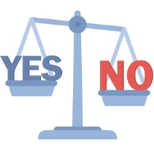A sign presenting the choices yes and no