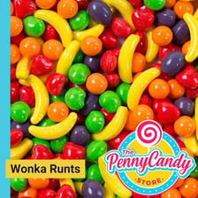 Small fruit-shaped Runts candies in several colors