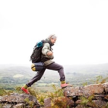 A person taking part in an adventurous outdoor activity.