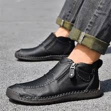A pair of loafers beside a pair of sneakers
