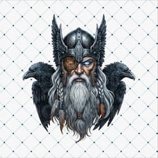 An artistic depiction of Odin, the one-eyed Norse god.