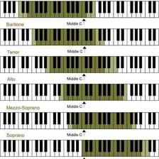 A singer associated with a span of notes from low to high