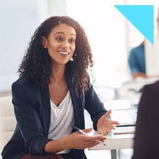 A person asking questions during an interview.