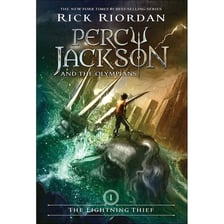 A book cover for The Lightning Thief from the Percy Jackson series.