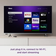 A Roku streaming device connected to a television
