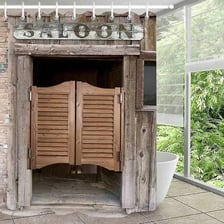 A Western-style saloon entrance with swinging doors.