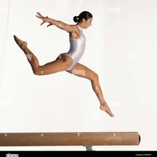 A gymnast demonstrating flexible, agile movement.
