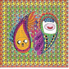 A small illustrated blotter-paper tab associated with psychedelic drugs